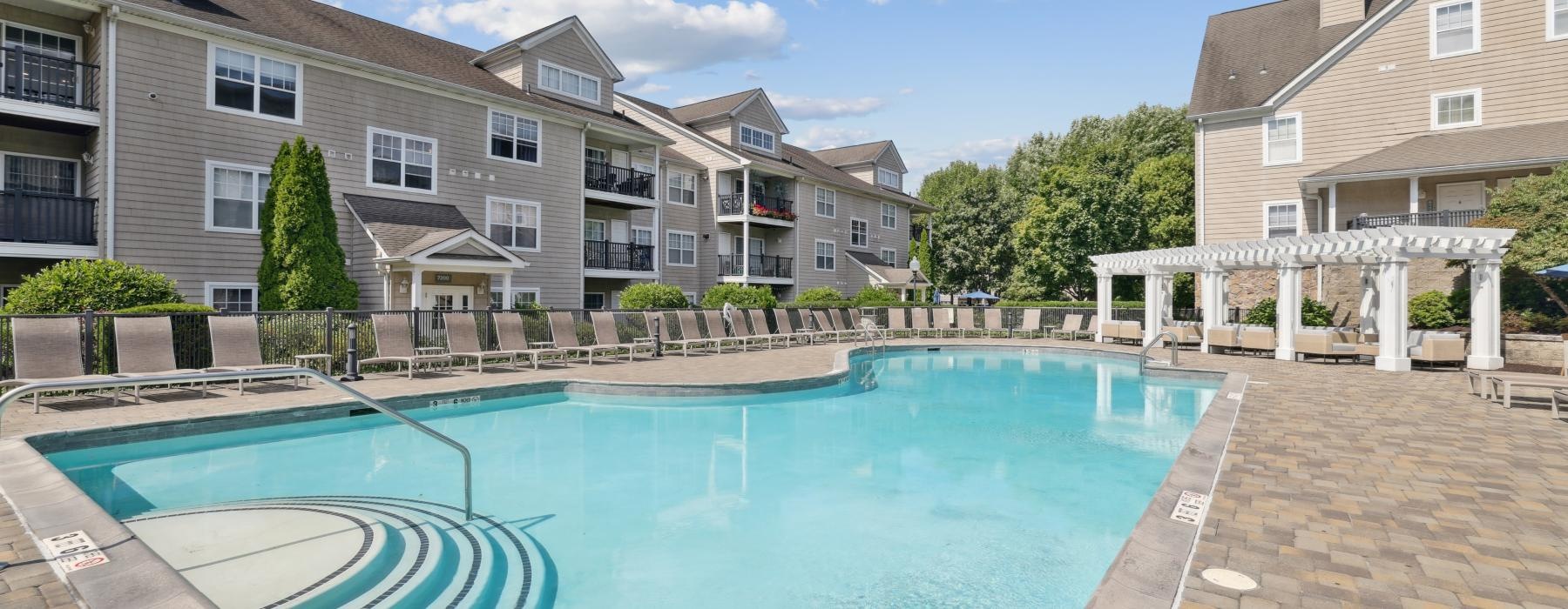 a swimming pool in a courtyard