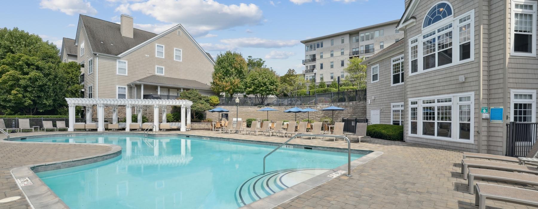 a swimming pool in a courtyard